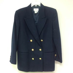 Talbots Blue Blazer Wool Double Breast Blazer